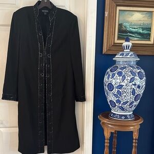 Women’s John Meyer of Norwich Black Long Silver & Black Sequined Evening Jacket